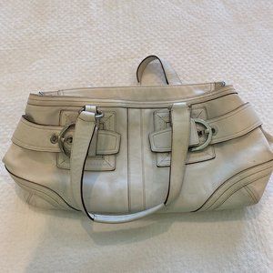Coach white buckle tote